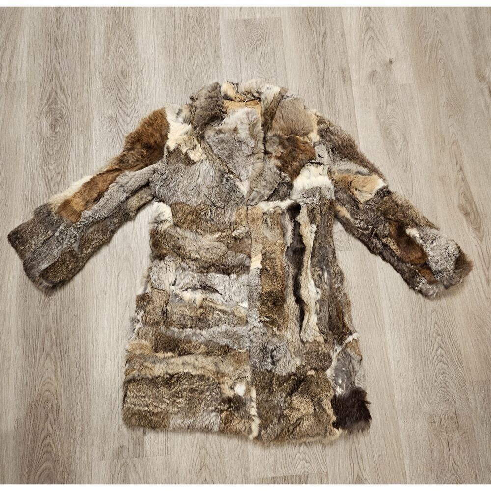 Dino Ricco Vintage Genuine Rabbit Fur Coat Size Small